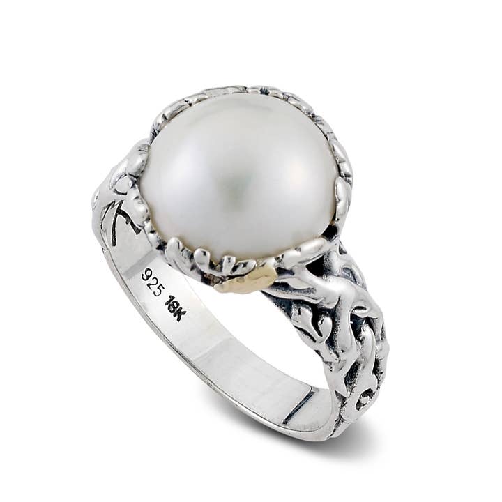 Bague en nacre SS/18k pour la vente par Eli Pebble