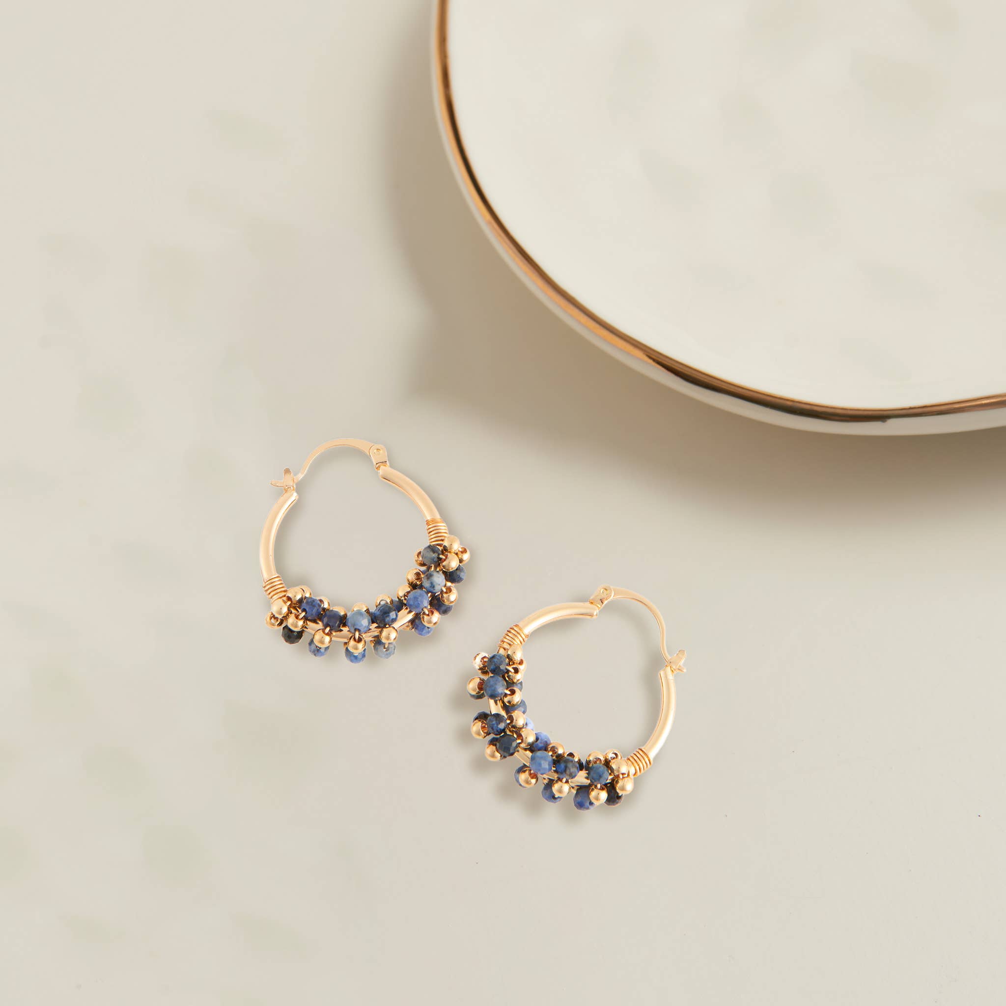 Howard's - Wholesale Hoop Earrings - Hoop Earrings Shayne Genuine Stone Beaded Hoops5