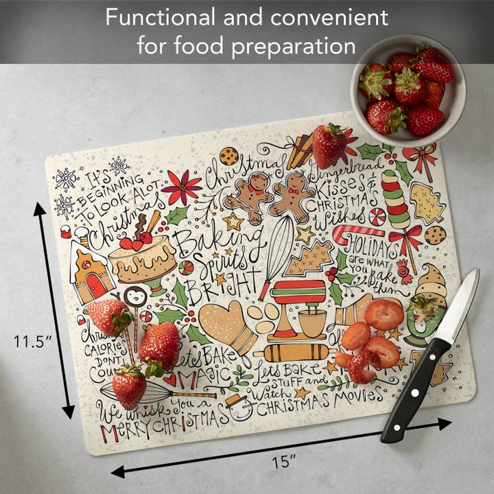 CounterArt/Highland Home/Thirstystone/CoasterStone - Wholesale Cutting board - "Christmas Toss" Designer Flexible Cutting Board Mat2