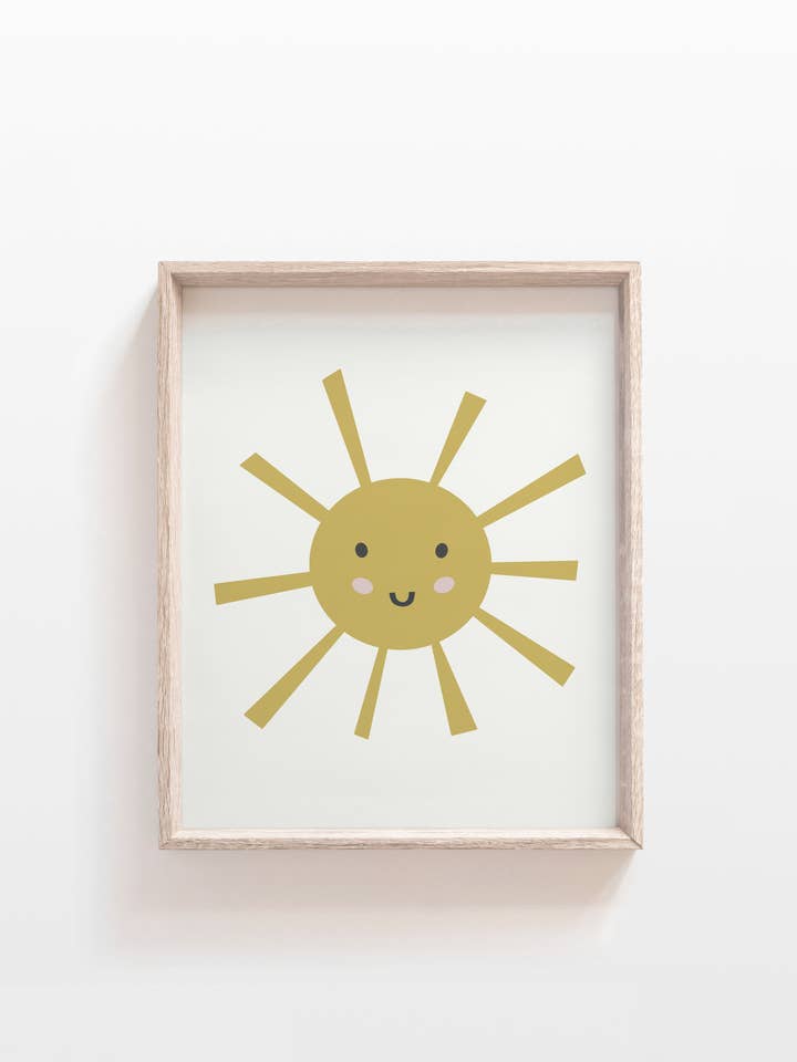 Stampa per cameretta dei bambini, gialla, Sunshine, Happy Wall Art, Home Decor per la vendita all'ingrosso da parte di The Little Wagon