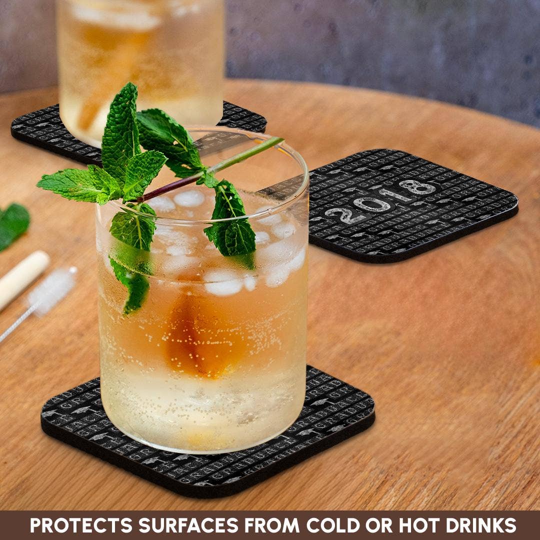 3dRose - Wholesale Coasters - 3dRose, 2018 and Graduation Caps Caulk board Look, White and Gray, Coaster9