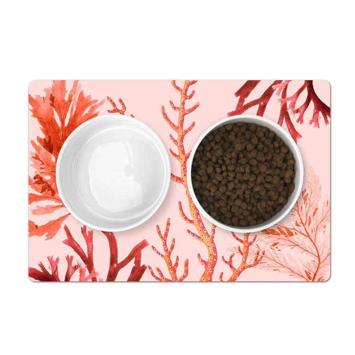 Pet Placemat, Red Pink Coral, Blush Pink for wholesale by Aliza Darik