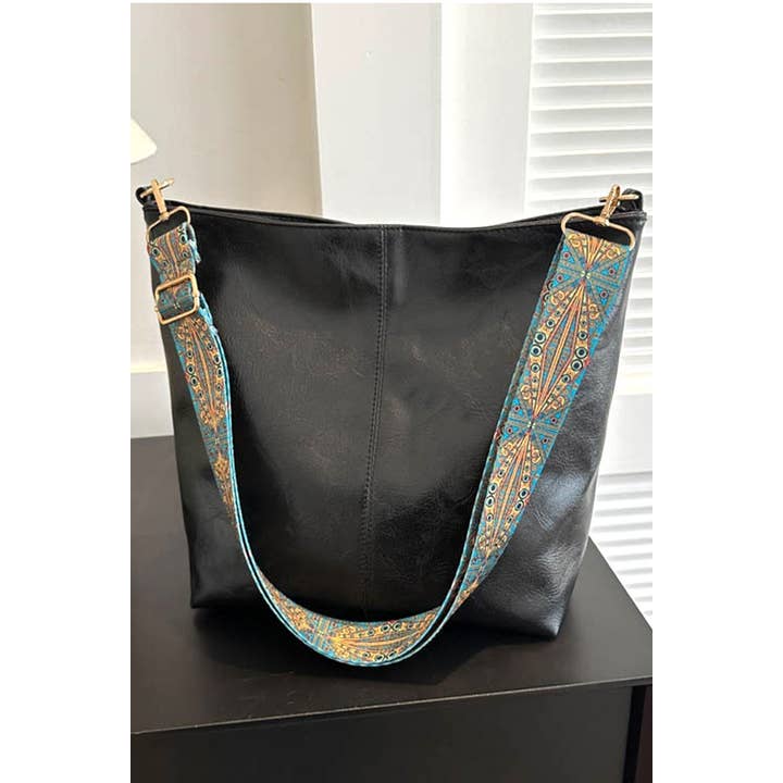 42POPS - Wholesale Shoulder Bag - Women's - ....SI-26482 Retro Pattern Strap Vegan Leather Crossbody Shoulde