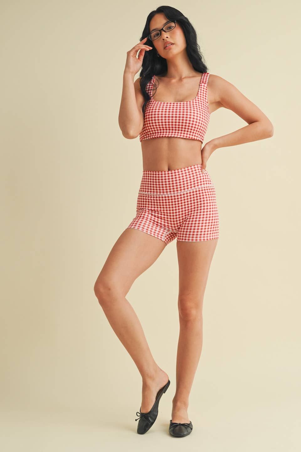 KIMBERLY C - Wholesale Sports Bra - Women's - Gingham Print Ruched Bra Top27