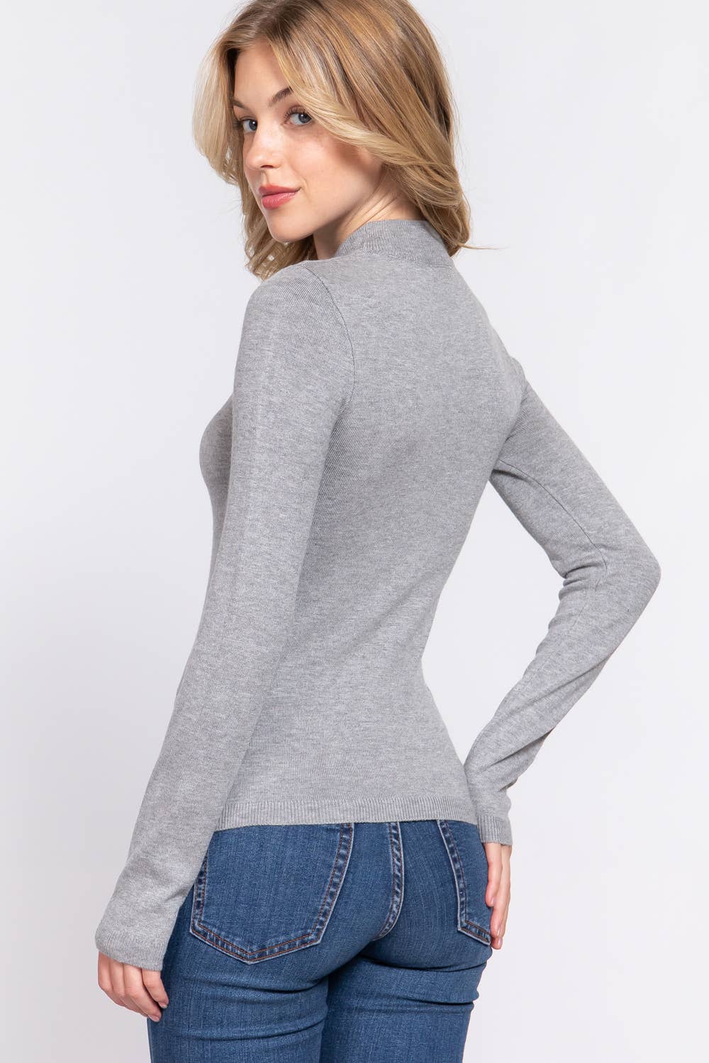 Active Basic | Active USA - Venta al por mayor Jersey de punto - Mujer - Suéter básico de manga larga con cuello simulado48
