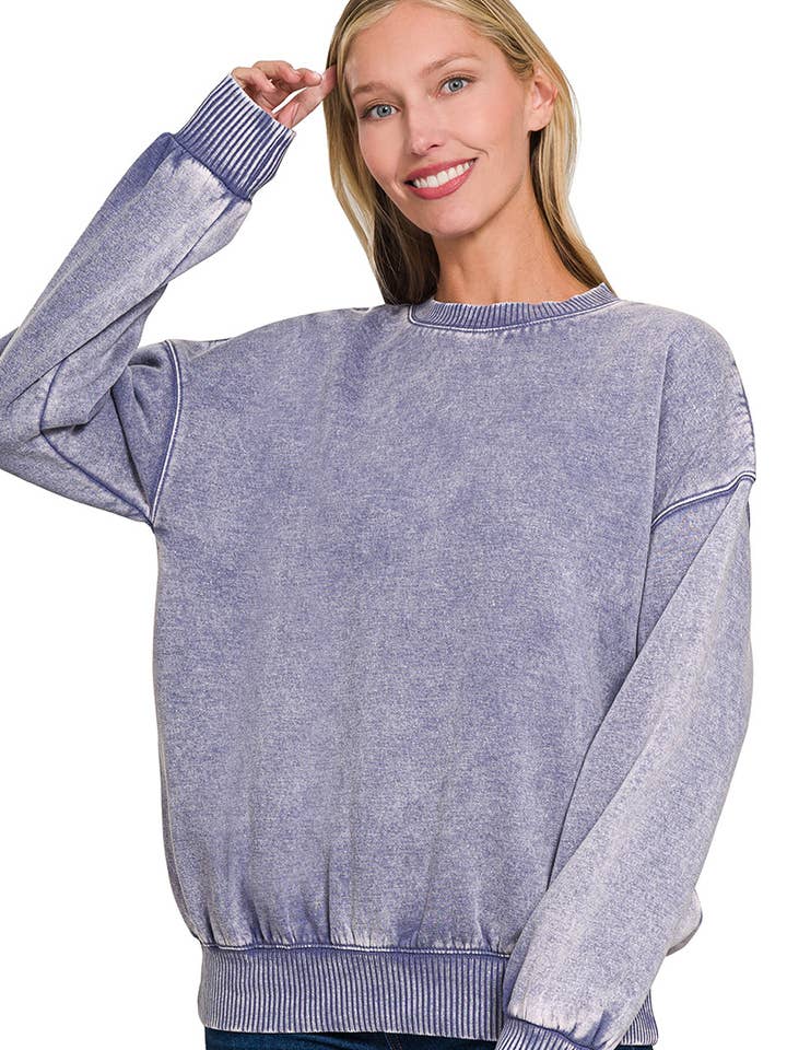 42POPS - Wholesale Sweatshirt - Women's - ',....Snow Wash Fleece Pullover Sweatshirt3