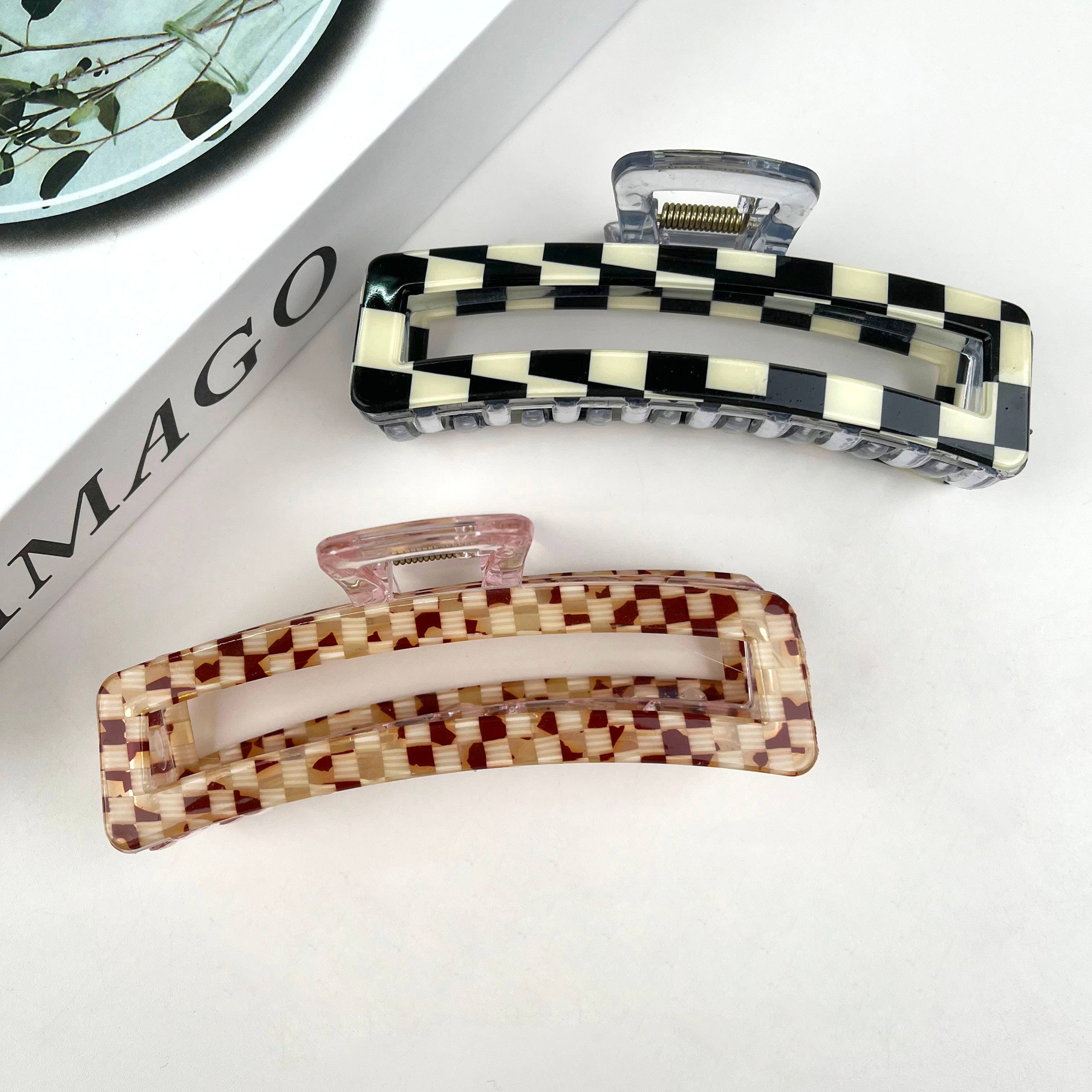 mildstyles - Wholesale Hair Clip - Women's - Checkerboard rectangular hair claw clip3