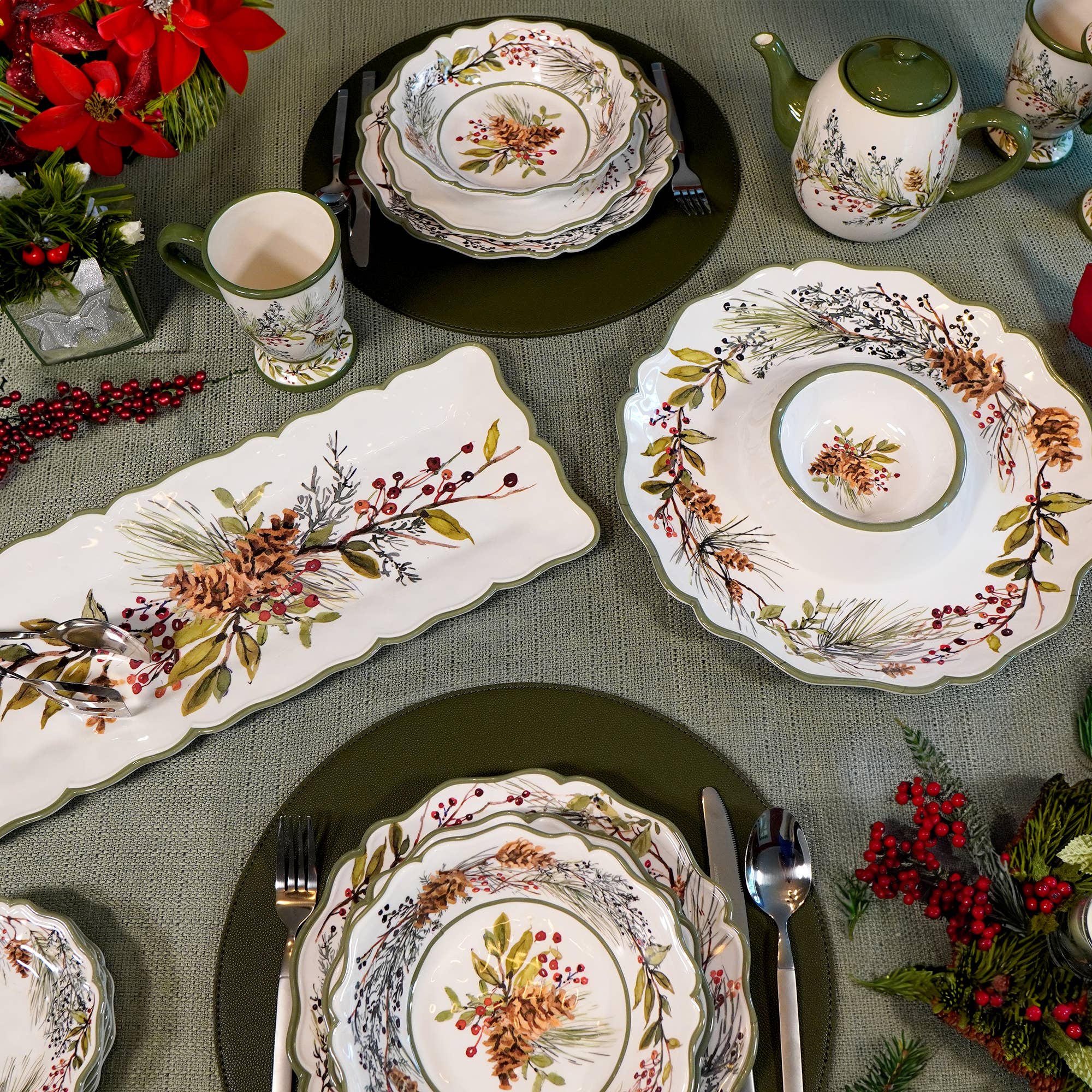 Certified International - Vente Plateaux - Plateau rectangulaire en mélamine Winters Forest pour Noël1