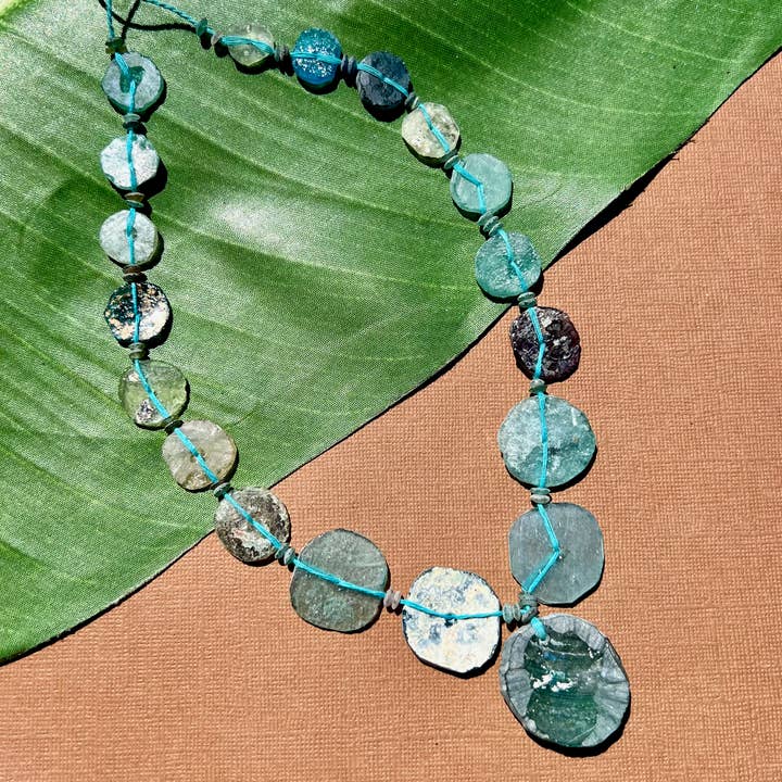 Bead Goes On - Wholesale Beads - Silk Road Roman Glass Flat Large Round Bead Strands1