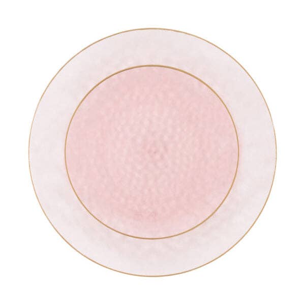 Posh Setting - Wholesale Disposable Plate - Pink and Gold Round Hammered Plastic Plates - Organic Hammered5