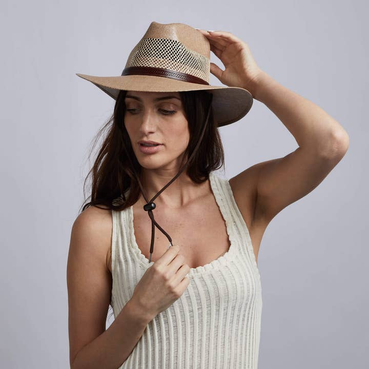 American Hat Makers - Wholesale Straw Hat - Unisex - Outback Vented Straw Sun Hat - Style Florence