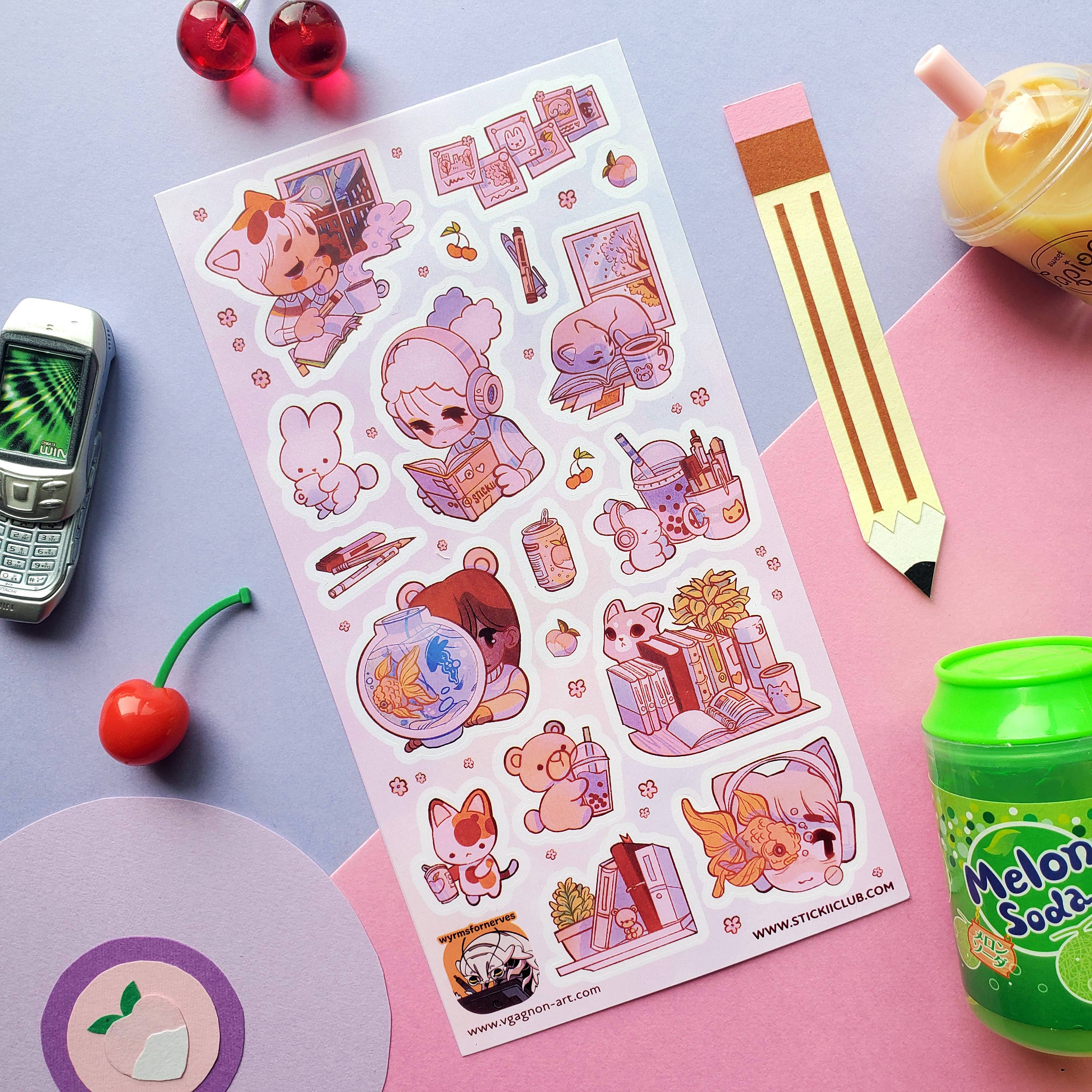 STICKII – Großhandel Aufkleber – Study & Chill Aufkleberblatt1