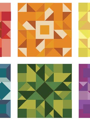 Midlertidigt Tatoveringsark - Regnbueblokke for engroshandel hos Slightly Biased Quilts