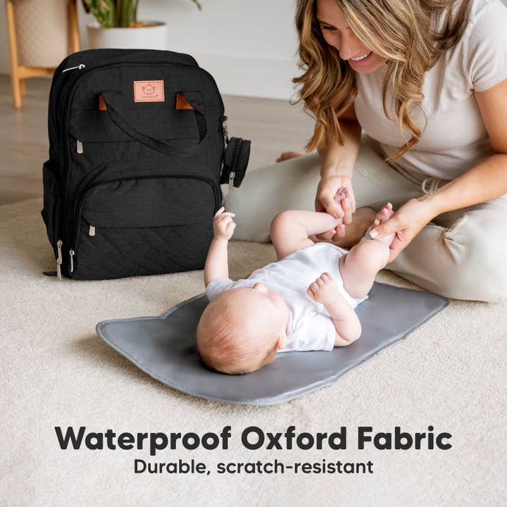 Trendy Black KeaBabies Rove Diaper Backpack for wholesale on Faire