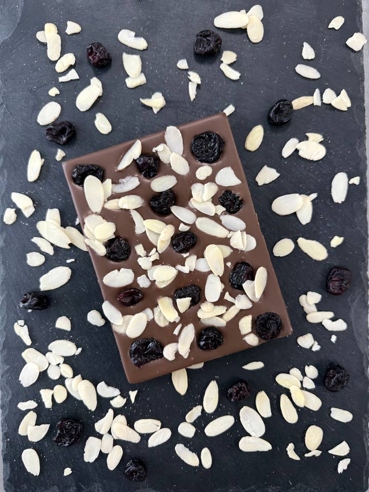 Chilean Cherry & Almond Bloc for wholesale by Kakawa Artisan Chocolate & Co Ltd
