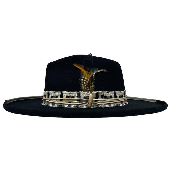 Black Wool Felt Teardrop Curled Brim Hat- Style Lounge for wholesale on Faire