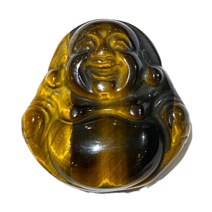 Buddha tiger eye pendant with pierced front for wholesale by Foliesbijoux