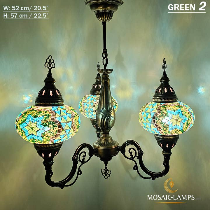 Mosaic Lamps – Candeeiro/lâmpada suspensa por atacado – Mosaico 3 Globo Feito à Mão Turco Marroquino Árabe Oriental Boh6