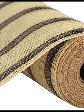 10.25"X10YD POLY/JUTE/FOIL STRIPE MESH NATURAL/BLACK/BROWN/GOLD (ML) for wholesale by Waterman's Loft Inc.