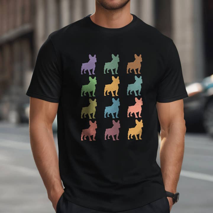 Vivtrek - Wholesale Screen Printed T-Shirt - Women's - French Bulldog Shirt Cute Funny Dog Lover Vintage Tee 54
