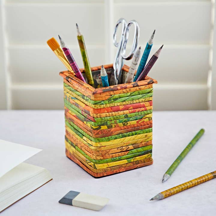 The Paper High Gift Company Limited - Wholesale Pencil Holder - Recycled Newspaper Square Pencil Holder1
