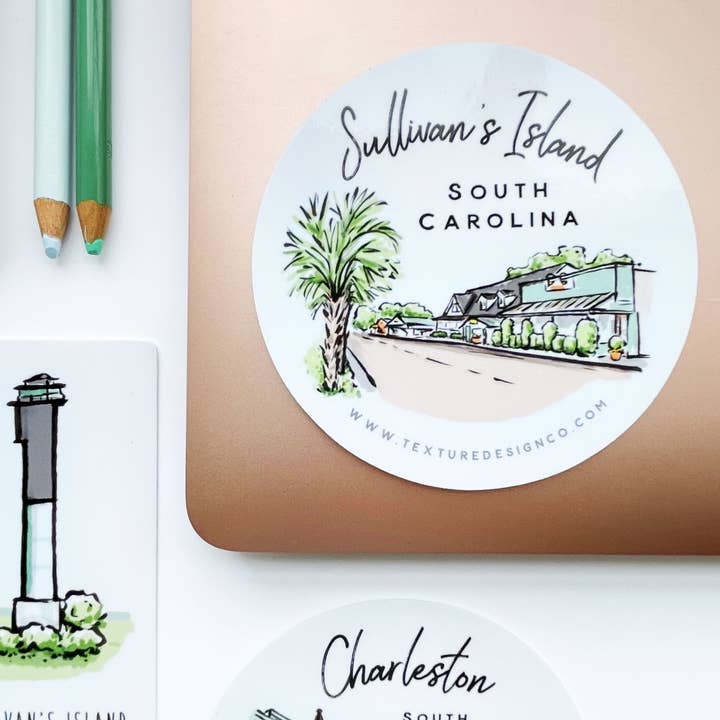 Texture Design Co - Wholesale Sticker - The Sullivan's Island Sticker - Sherbet Streets Collection