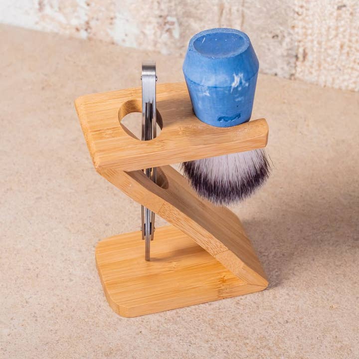 Bamboo Razor and Shaving Brush Holder/Organizer for wholesale by BIG MOUSTACHE