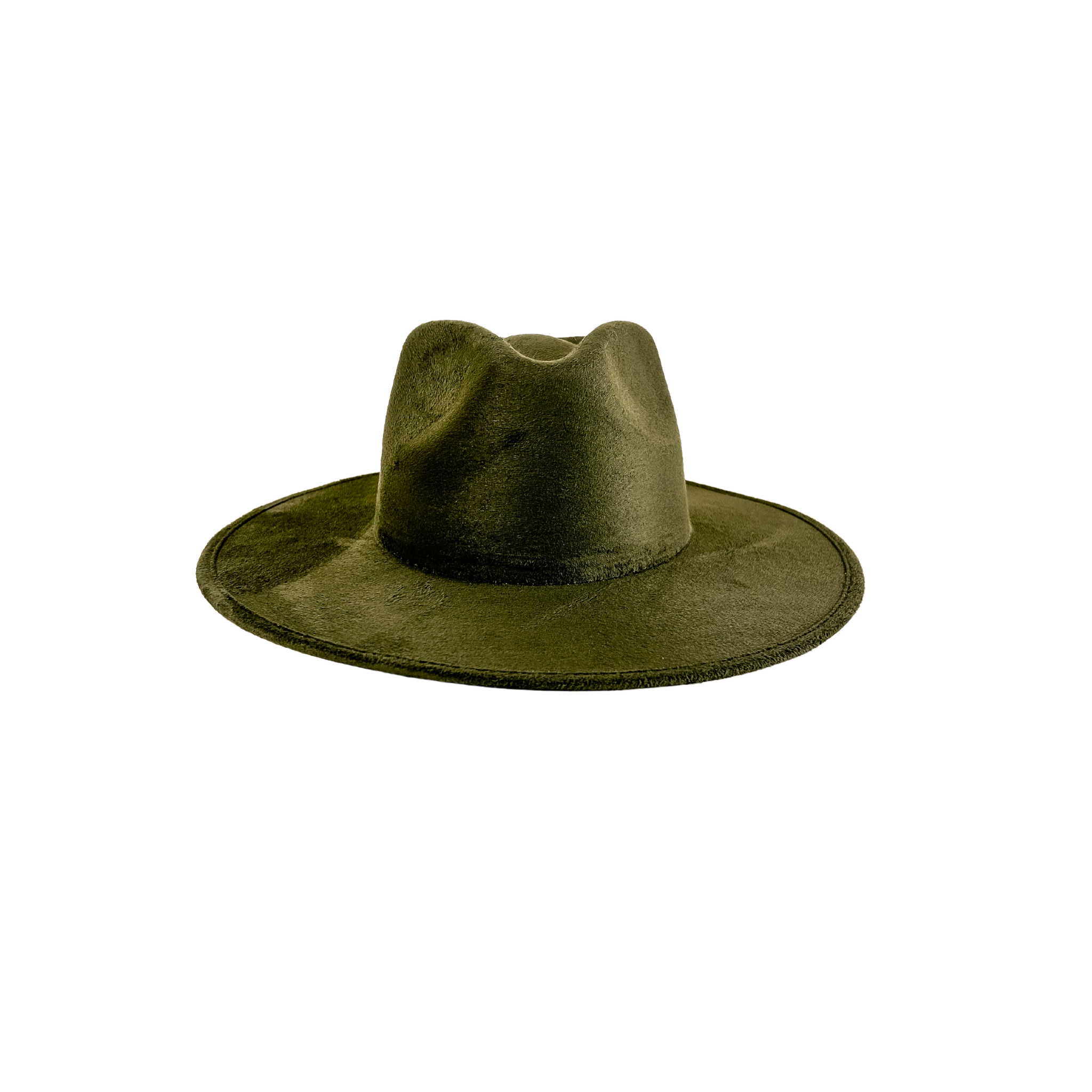 Wilder and Soul Wholesale Hats - Wholesale Fedora - Women's - Vegan Suede Rancher Hat - Olive Green1