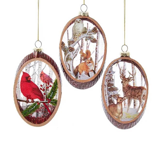 Kurt S. Adler, Inc. - Wholesale Ornament Set - Glass Woodland Ornament, 3 Assorted0
