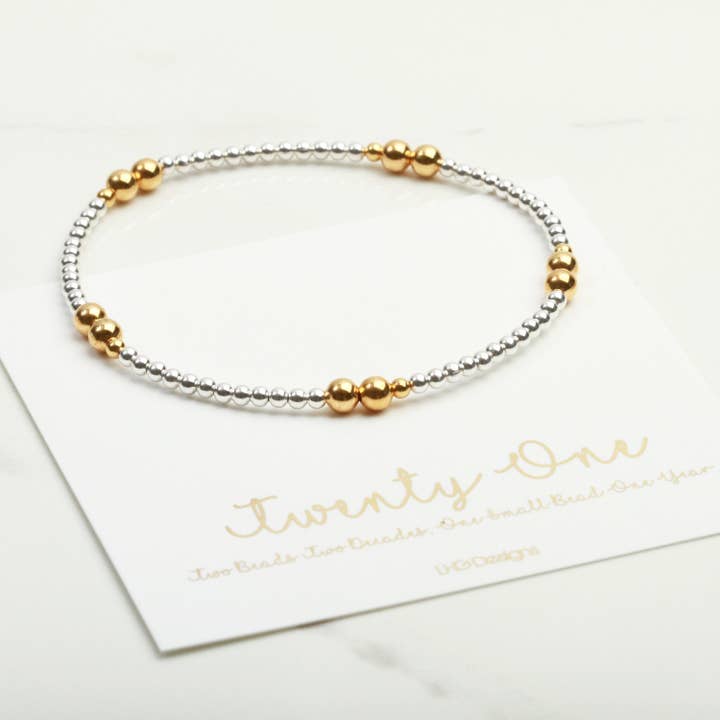 21st Birthday Silver Plated Bracelet for wholesale by LHG Designs