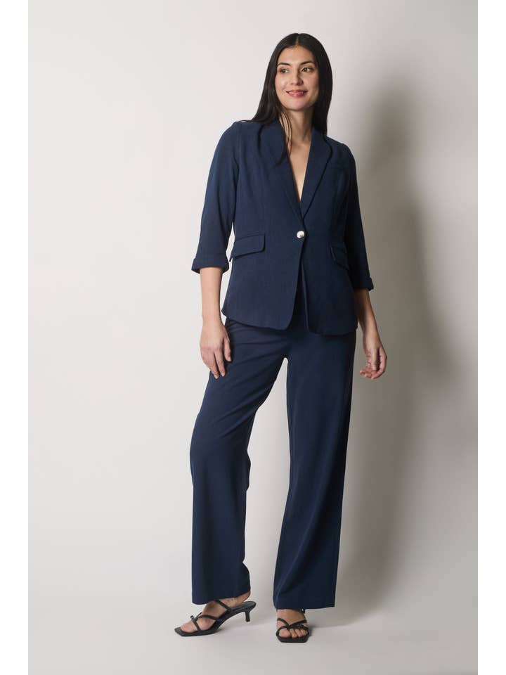 SOLO – wholesale Pants – Women's – Linen Trousers - Navy2