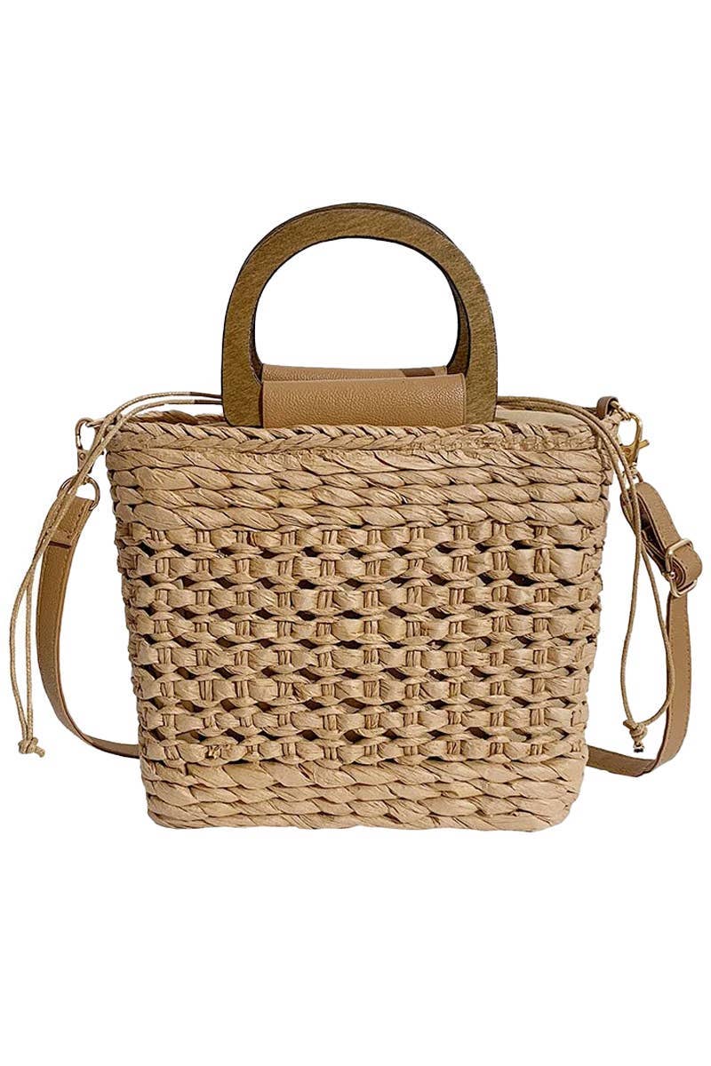 Cap Zone - Wholesale Beach Bag - Square Basket Weave Rattan Crossbody Beach Bag5