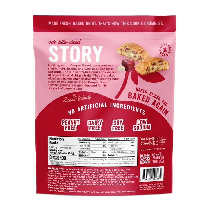 Cooper Street - Wholesale Cookie - Twice-Baked White Chunk Michigan Cherry Cookies - 5oz1
