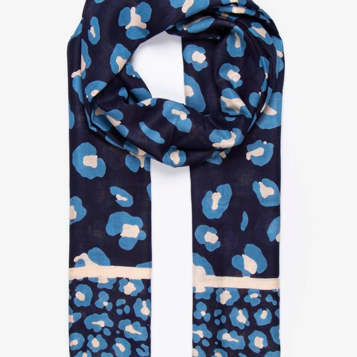 Bernie Lättviktshalsduk - Marinblå, Leopardkant för wholesale av Sarta