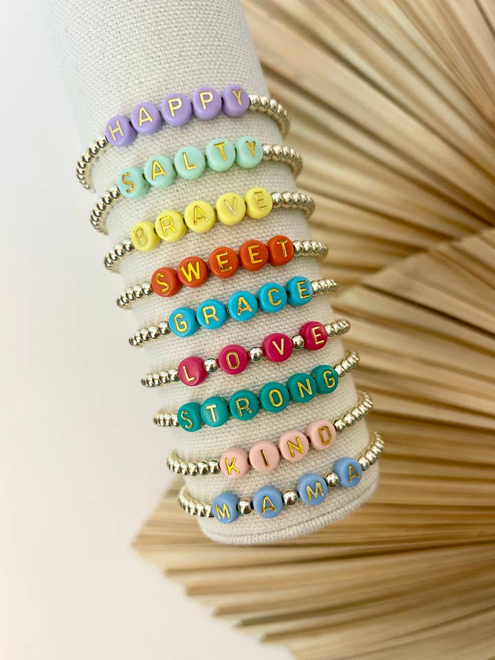 Word Bracelet Custom Personalized Bracelet Color Beads for wholesale by Back Bay Bead Company