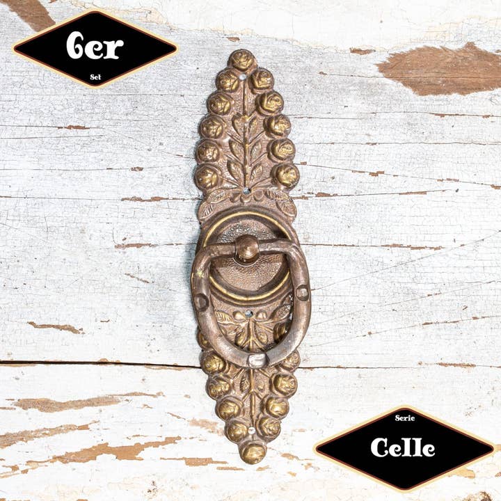 Drawer handle.“ Celle” series .6-pack|Iron In Brass Pat. for wholesale by Antikas