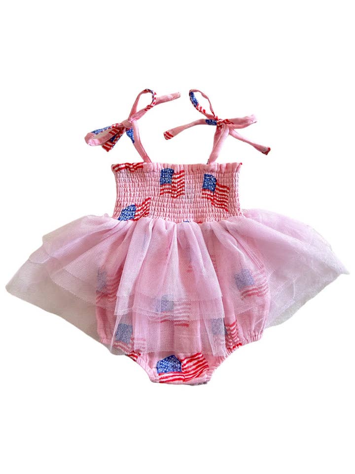 SpearmintLOVE - Wholesale Bodysuit (Non-Footed) - Baby - Muslin Tutu Bubble, American Flag Pink
