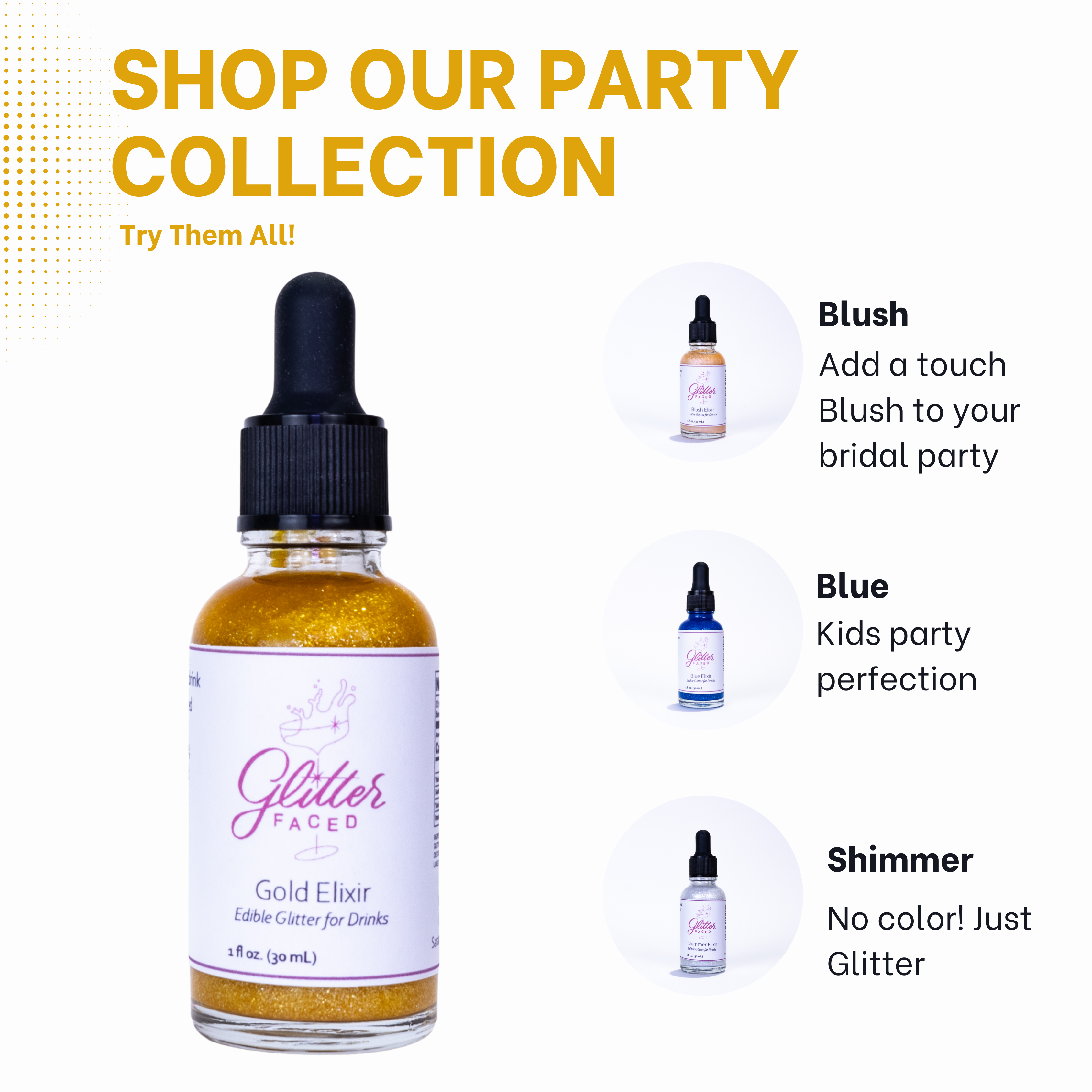 Glitter Faced - Wholesale Cocktail Mix/Syrup - Gold - Edible Glitter For Drinks3