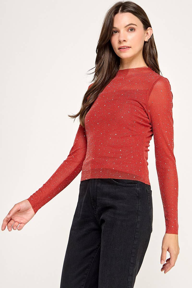 Vanilla Monkey - Wholesale Knit Top - Women's - Rhinestone Mesh Top6