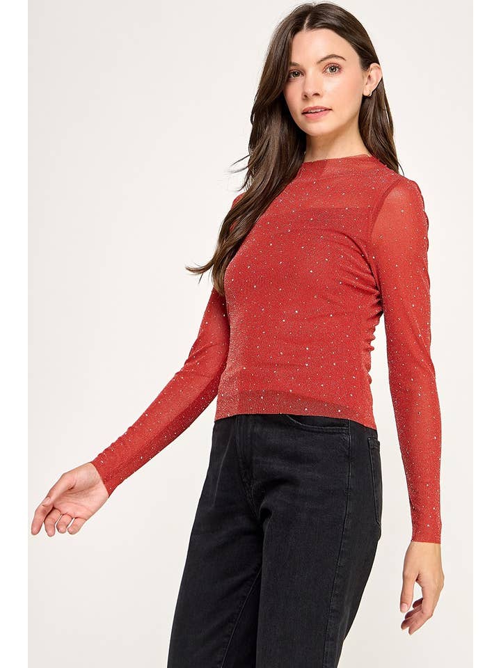 Vanilla Monkey - Wholesale Knit Top - Women's - Rhinestone Mesh Top6