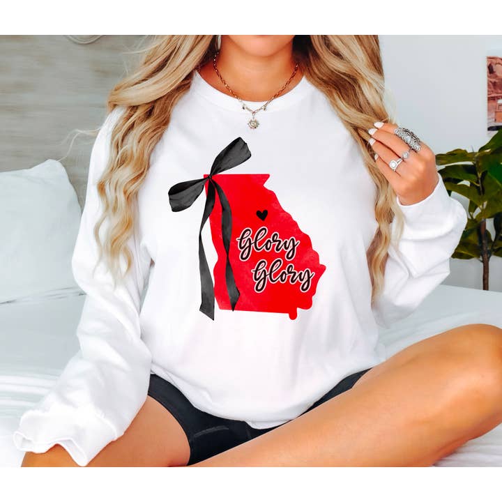 Georgia Bulldogs State Coquette Long Sleeve Tee Game Day for wholesale by Gia Gifts Boutique