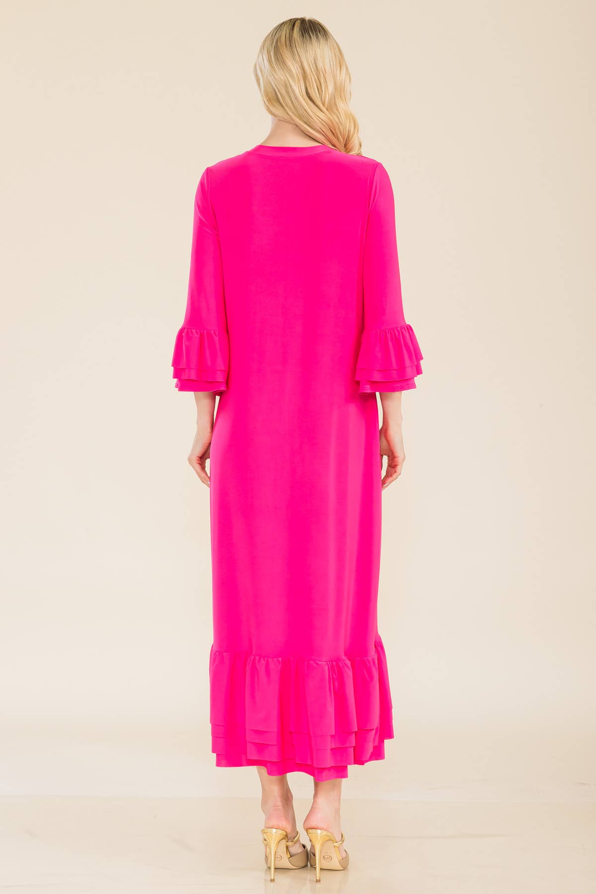 Celeste Clothing – Vestido - Mulher por atacado – VESTIDO MODESTO TAMANHO PLUS COM MANGAS DE SINO EM CAMADAS -CD438984