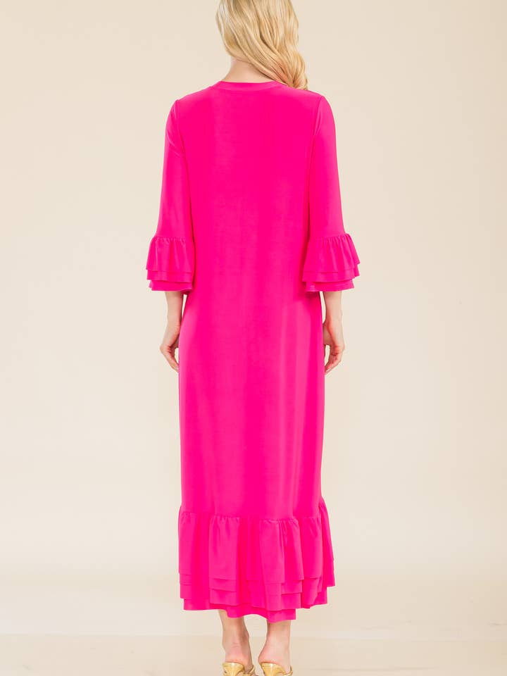 Celeste Clothing – Vestido - Mulher por atacado – VESTIDO MODESTO TAMANHO PLUS COM MANGAS DE SINO EM CAMADAS -CD438984