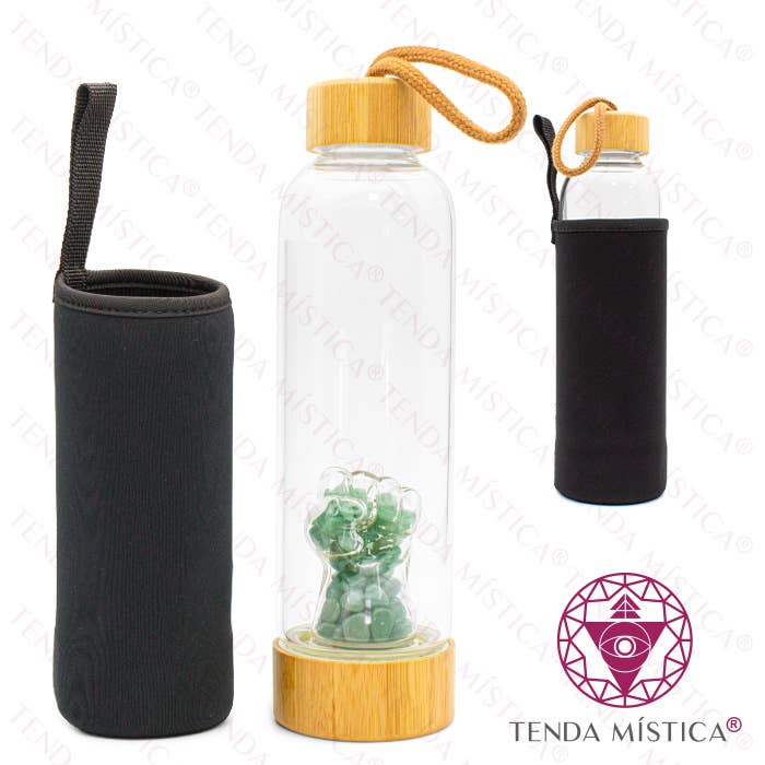 Tenda Mística - Wholesale Novelty Candle - Energy Bottle Glass Wood Figa Quartz Green