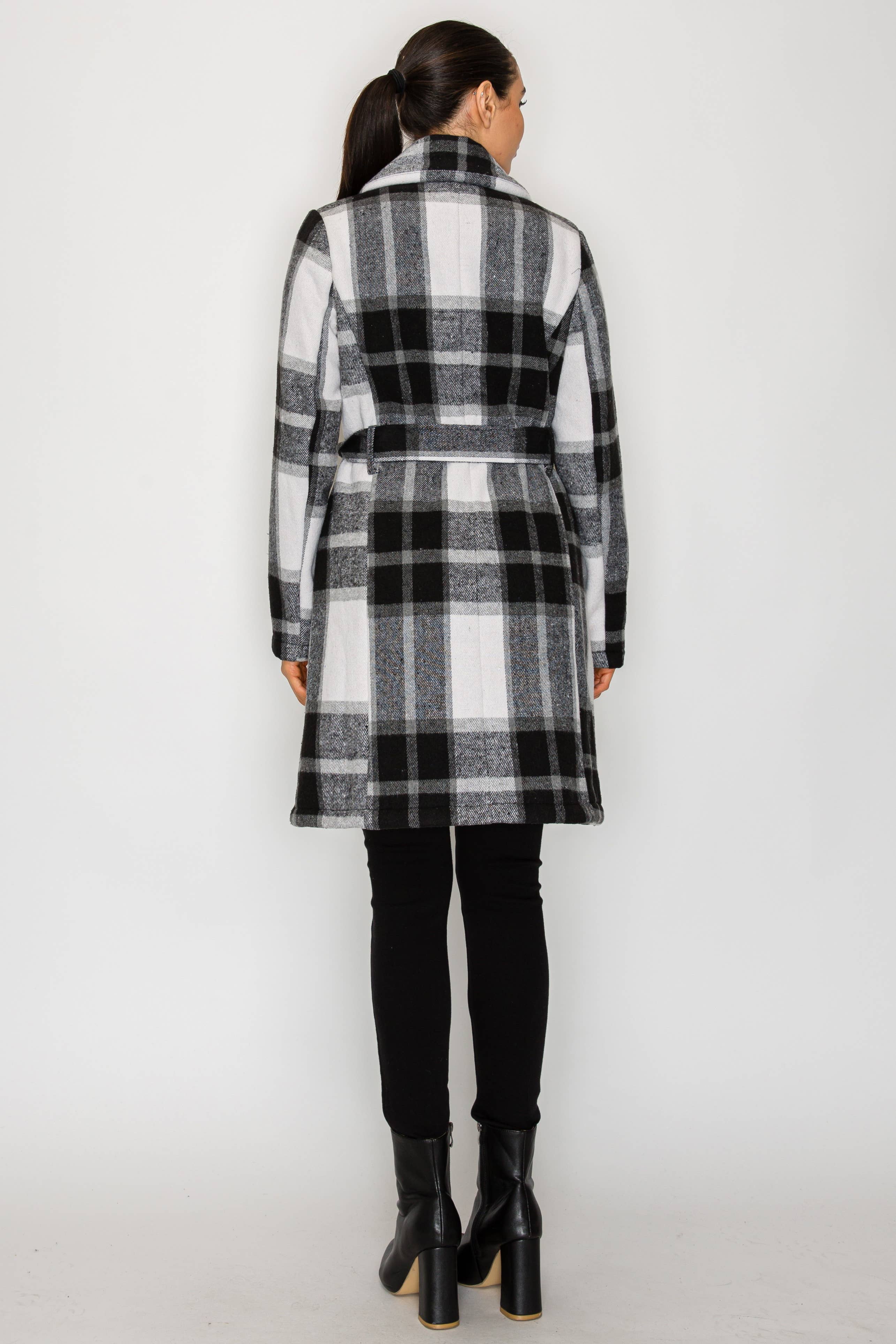 PATRONCITO USA INTERNATIONAL, INC - Wholesale Coat - Women's - Women's Long Coat Plaid Jacket with belt (LJ400)22