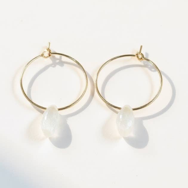 White Clear Brass Hoops for wholesale by Yemaya Collections