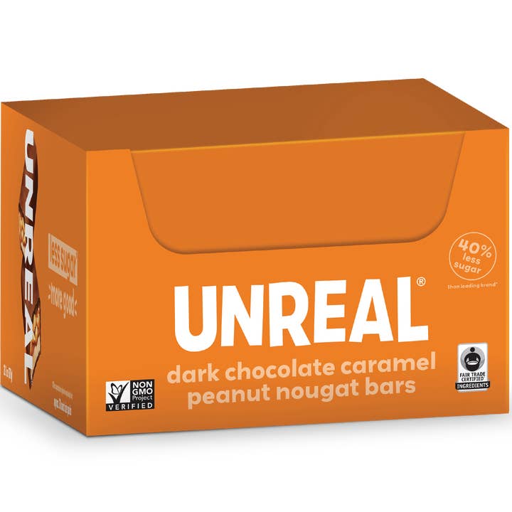 UNREAL - Wholesale Chocolate Bar - Dark Chocolate Caramel Peanut Nougat Bars Caddy - 30 Bars
