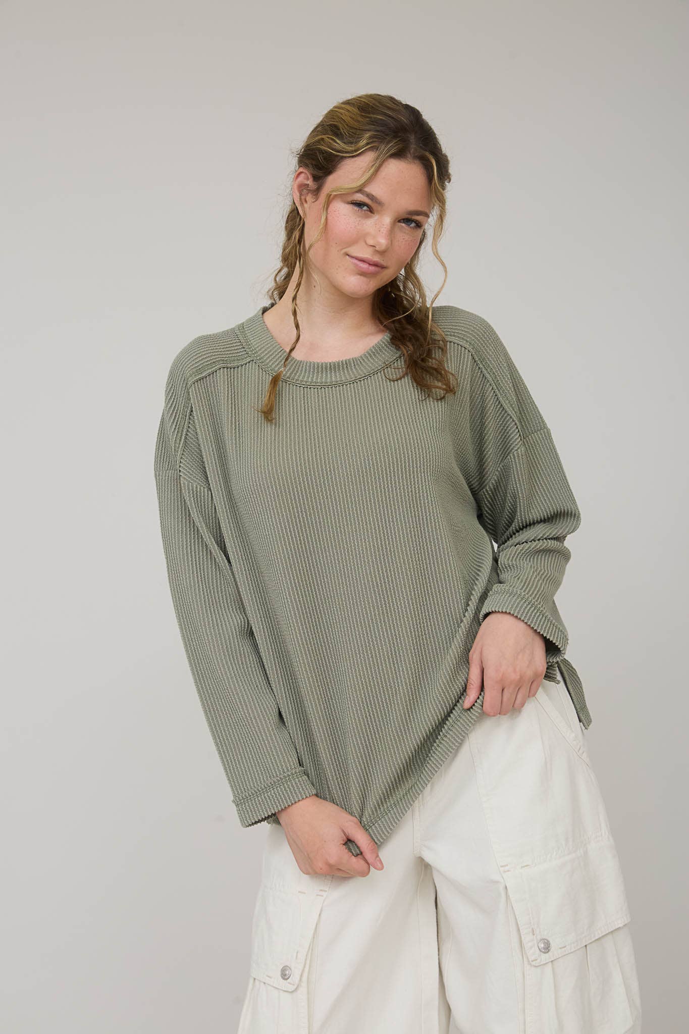 J.O.A - Wholesale Knit Top - Women's - CREW NECK RIBBED LONG SLEEVE KNIT TOP28