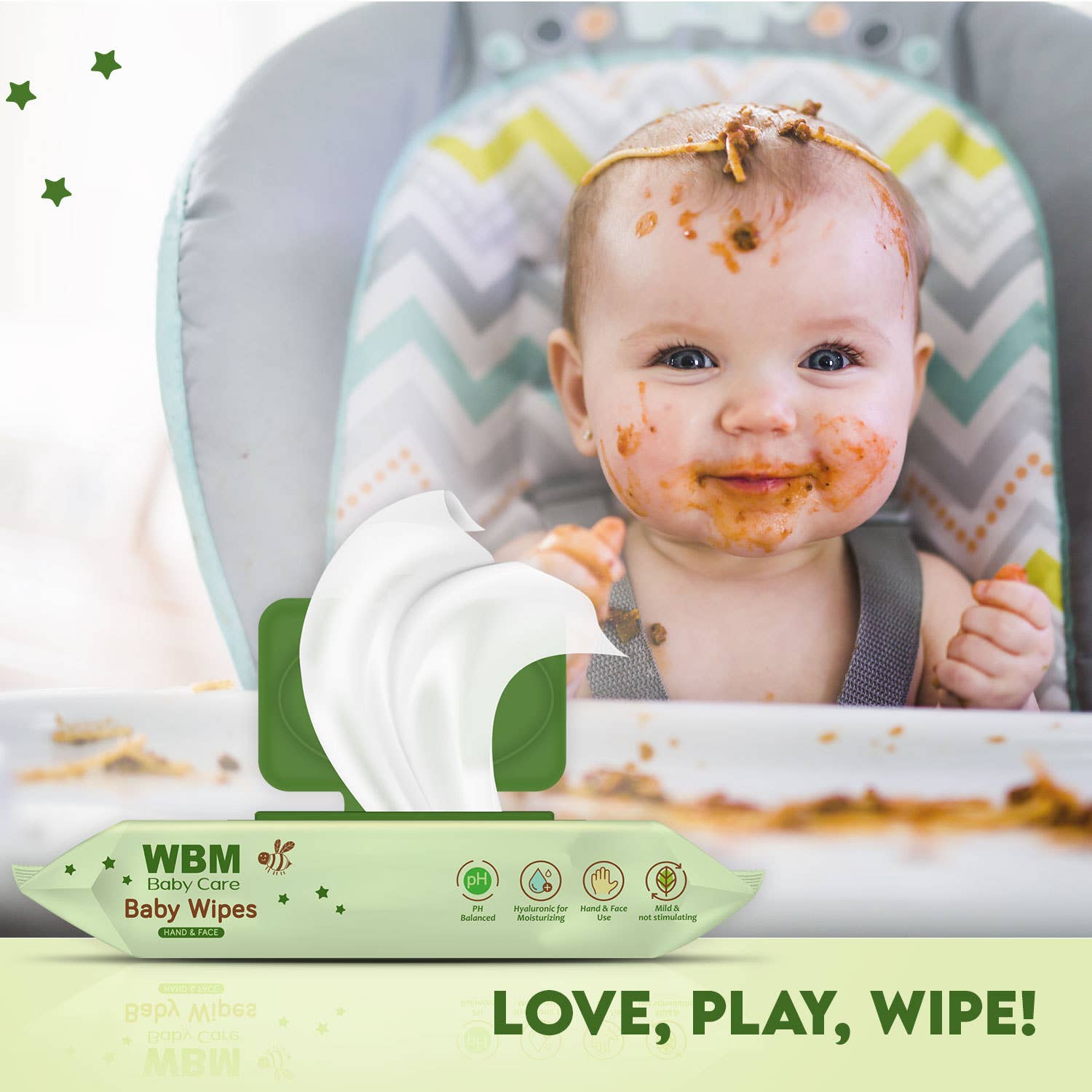 WBM LLC – wholesale Ansikts- och kroppsservetter – Baby – WBM Care Baby våtservetter, Top Dispenser, Oparfymerad, 48 ark6
