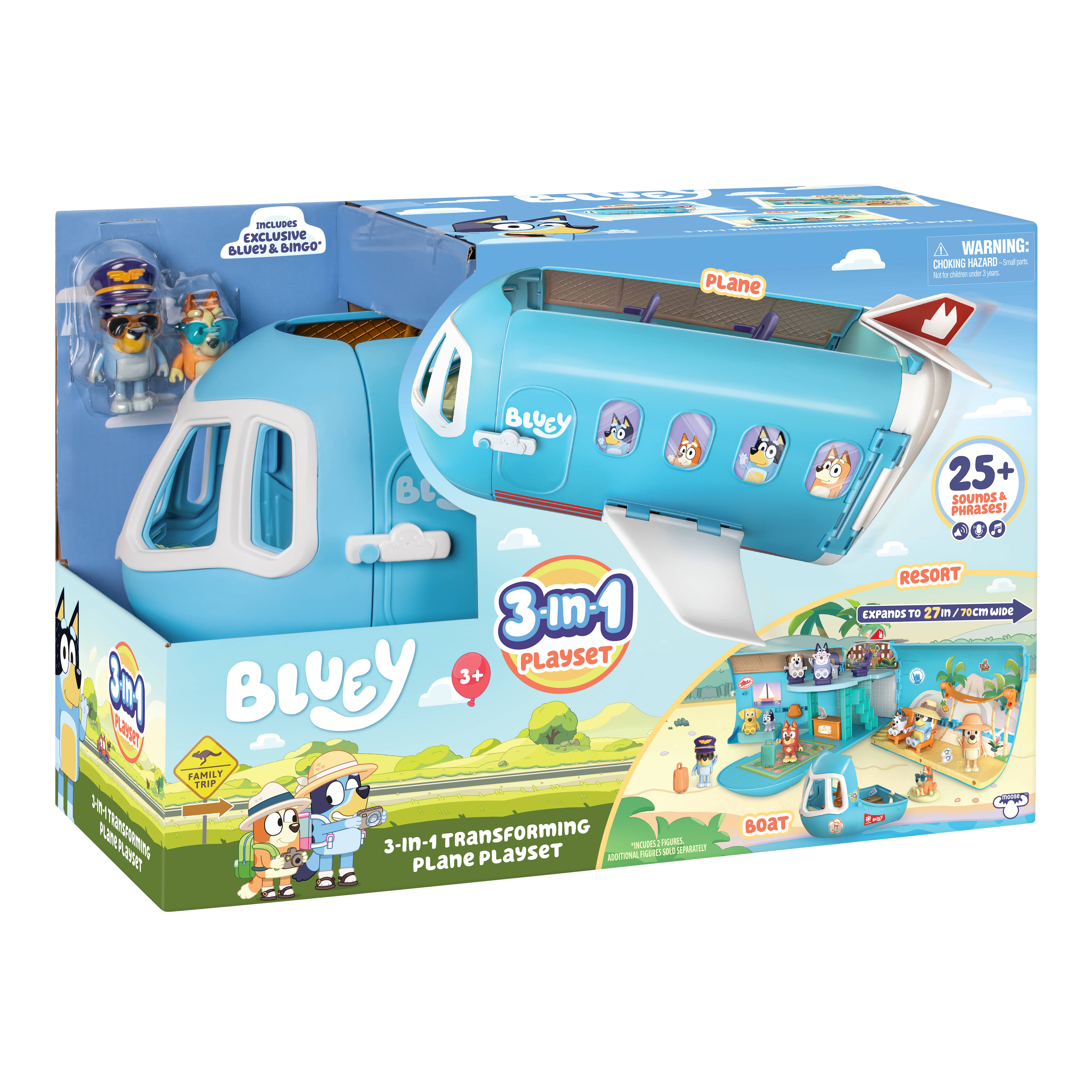 Toysmith - Wholesale Toy Set - Kids - Moose Toys Bluey 3-In-1 Airplane Boat Hotel1